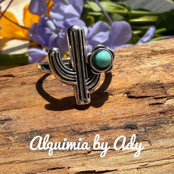 Cactus Ring with Turquoise Accent - Picture 1 of 2